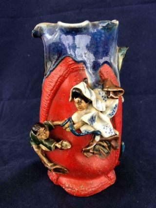 Good Antique Japanese Sumida Gawa Pottery Vase Signed Ban - Ni