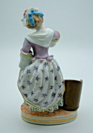 ANTIQUE GERMAN / DRESDEN PORCELAIN FIGURINE ' VICTORIAN LADY WITH CUP - PERFECT 3