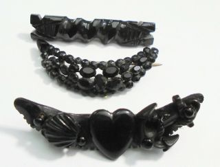 Good Antique Victorian Carved Whitby Jet Mourning Brooch,  French Jet Brooch,  1