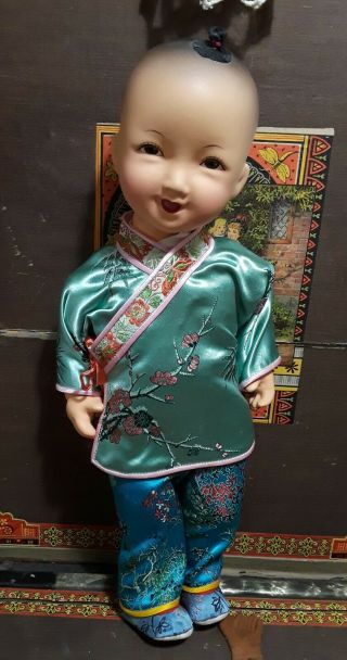Vintage Composition Asian Chinese Boy Doll