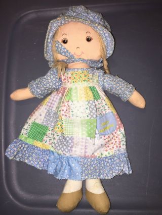 Holly Hobbie Knickerbocker Doll Vintage Plush Rag American Greetings Blue Dress