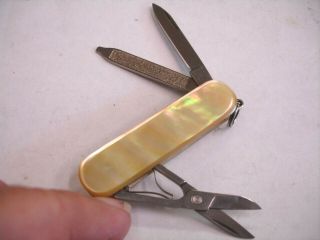 Victorinox Swiss Army Classic Rare Gold Mother Of Pearl Knife Awesome