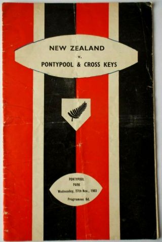 Pontypool & Cross Keys V Zealand 1963 Rare Rugby Union Programme