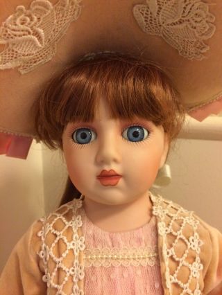 Vintage Bisque and Cloth Girl Doll with Stand & Outfit 21 