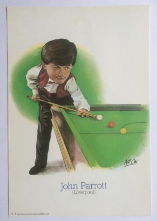 John Parrott Snooker 1984 Pub Canvas Print By N.  P.  Cox Vgc Rare Collectable Retro