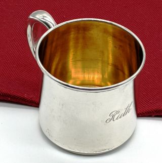 Antique R.  Wallace & Sons Sterling Silver Baby Cup Gold Wash Interior Mono Ruth