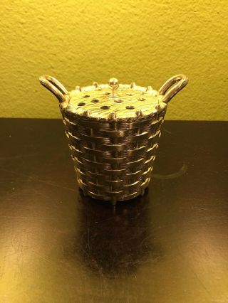 Vintage F B Rogers Potpourri Holder Bowl Canister Silver Plate Basquet W/lead
