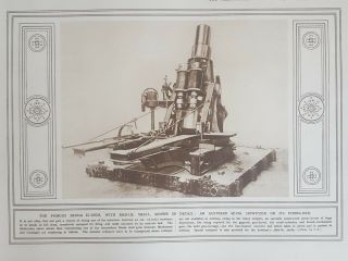 World War One Antique Print Skoda 17inch Austrian 42cm Wwi Howitzer