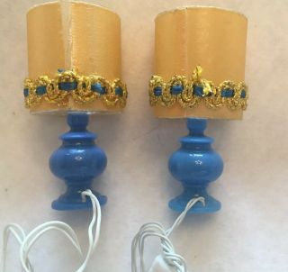 vintage lundby dollhouse furniture Blue And Gold Electric Table Lamps 2