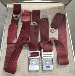 Rare Ford 1966 - 72 Xr - Xt - Xw - Xy Falcon Gt - Fairmont Chrome Red Seat - Belts