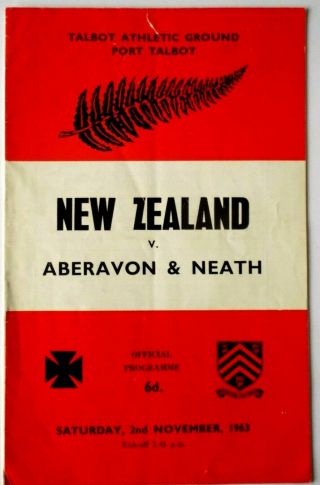 Aberavon & Neath V Zealand 1963 Rare Rugby Union Programme
