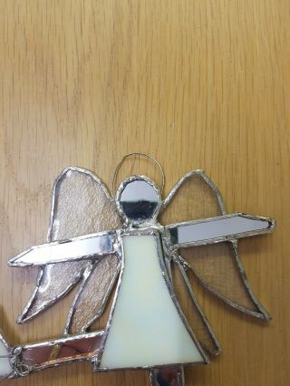 Small Dancing Angel Handmade Stained Glass & Mirror Suncatcher Hanging Ornament 2