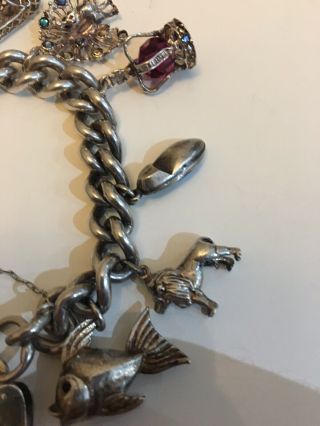 Vintage Heavy Silver Charm Bracelet 75 Grams Rare Charms 3