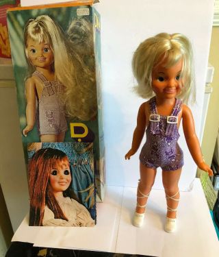 Vintage 1971 Dina Grow Hair Doll Ideal Crissy Family Euc Smoke Home