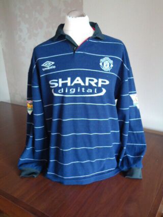 Manchester United 1999 Long Sleeved Umbro Away Shirt Johnsen Large Rare