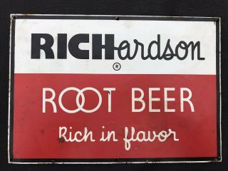 Antique Richardson Root Beer Tin Advertising Soda Pop Sign Gas Station