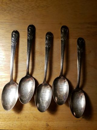 Set Of 5 Sterling Silver 5 3/8 " Spoons - Wm.  A.  Rogers Mfg Co.