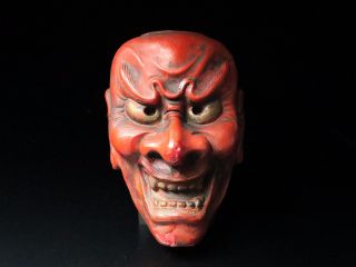 Japanese Handmade Shikami Mask Noh Kyougen Kagura Demon Mask Bugaku
