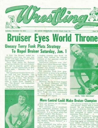Rare St Louis Wrestling Program January 1 1977 10/15