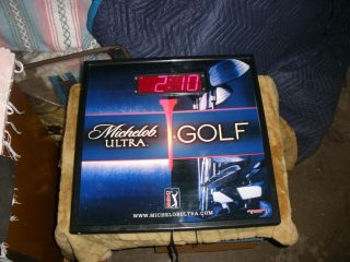 Michelob Ultra Beer Pga Golf Led Clock Light Sign Rare Limited Edition Nr 18x18