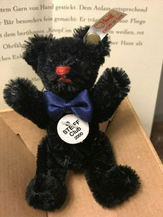 Steiff Teddy Bear Club 2000 Membership Gift 4 " Miniature Black Id 