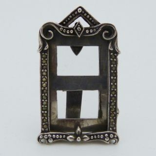 Art Nouveau Style Miniature Silver And Marcasite Photo Frame,  Marked 925