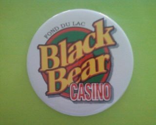 Vintage Rare 1980s Fond Du Lac Black Bear Casino 80s Button Pin Pinback Gambling