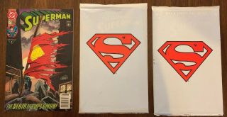 Superman 75 Death Of Superman (4th Print Newsstand Rare) 2 Adv.  Of Superman 500