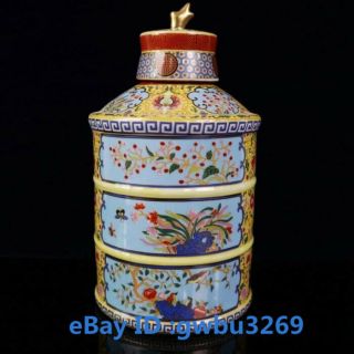 China Cloisonne Porcelain Handwork Painting Flower Vase Tea Jar W Yongzheng Mark