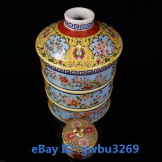 China Cloisonne porcelain handwork painting Flower Vase Tea Jar w Yongzheng Mark 2