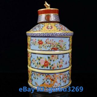 China Cloisonne porcelain handwork painting Flower Vase Tea Jar w Yongzheng Mark 3