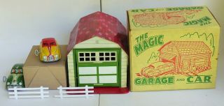 Vintage Marx Magic Garage Mechanical Cars Tin Lithographed Toy Set Rare W/box