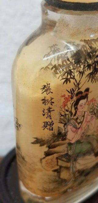 Antique Chinese Snuff Bottle,  Inside Hand Painted w/ Fine Detail,  Artist Signed 2