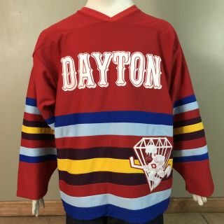 Vtg Rare Dayton Gems Sewn Hockey Jersey Sz M Ohio Ihl Chl Minor League