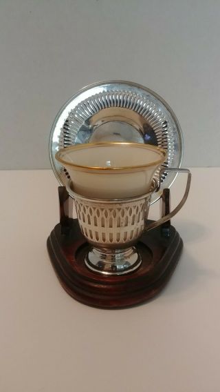 Lenox Sterling Silver Demitasse (coffee) Cup,  Saucer And Holder