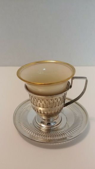 Lenox Sterling Silver demitasse (coffee) cup,  saucer and holder 2