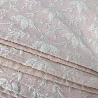 Vintage Pink And White Embroidered Bedspread Throw 95 " X 76 " Inches