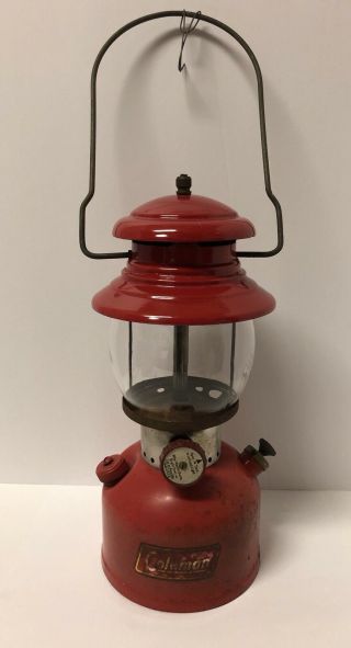 Vintage Coleman Red 200a Lantern Dated Nov 1957 Pyrex Globe Single Mantle