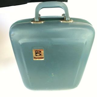 Vintage BRUNSWICK Blue Hard Shell Carrying Case 1950 ' s 60s Bowling Ball Shoe Bag 2