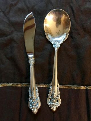 Grande Baroque By Wallace Sterling Silver Sugar Spoon & Butter Knife