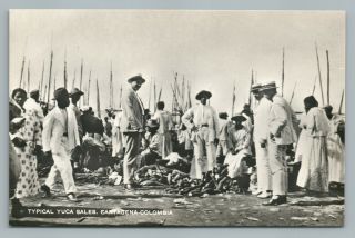 Yuca Market Cartagena Colombia Rppc Rare Vintage Photo Foto Postcard 1910s