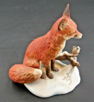 RED FOX figurine jay bird snow scene by Peter Barrett 2