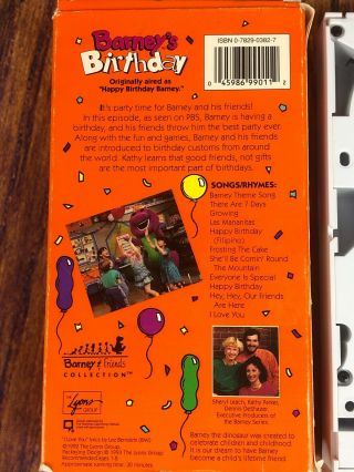 Barney ' s Birthday (1993) - VHS Movie - Children ' s - Dinosaur - RARE Cover 3