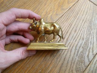 Antique Anglo Indian Small Cast Brass Figure Of A Cow