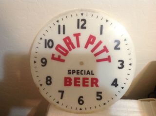 Rare Vtg Fort Pitt Special Beer Electric Lighted 15 " Clock Face Dial Only