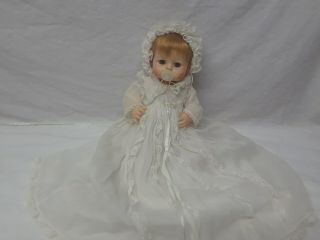 Vintage 1965 Madame Alexander 14 " Sweet Tears Doll Orig Christening Gown & Passy