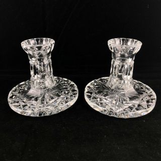 Rare Set Of 2 Waterford Crystal Candlesticks Candle Holders 3 3/4 Signed