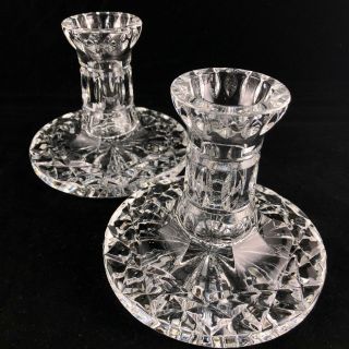Rare Set of 2 Waterford Crystal Candlesticks Candle Holders 3 3/4 Signed 3