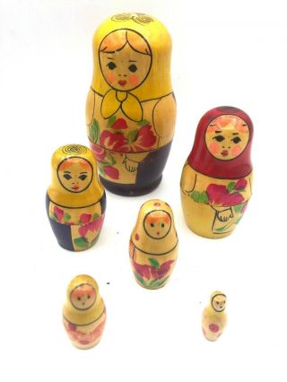 Vintage Russia Matryoshka Doll Wood Russian Tea Doll Babushka Nesting