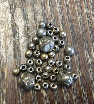 Vintage Silver - Gold Washed Petite Round Metal Spacers W Sculpted Floral Beads